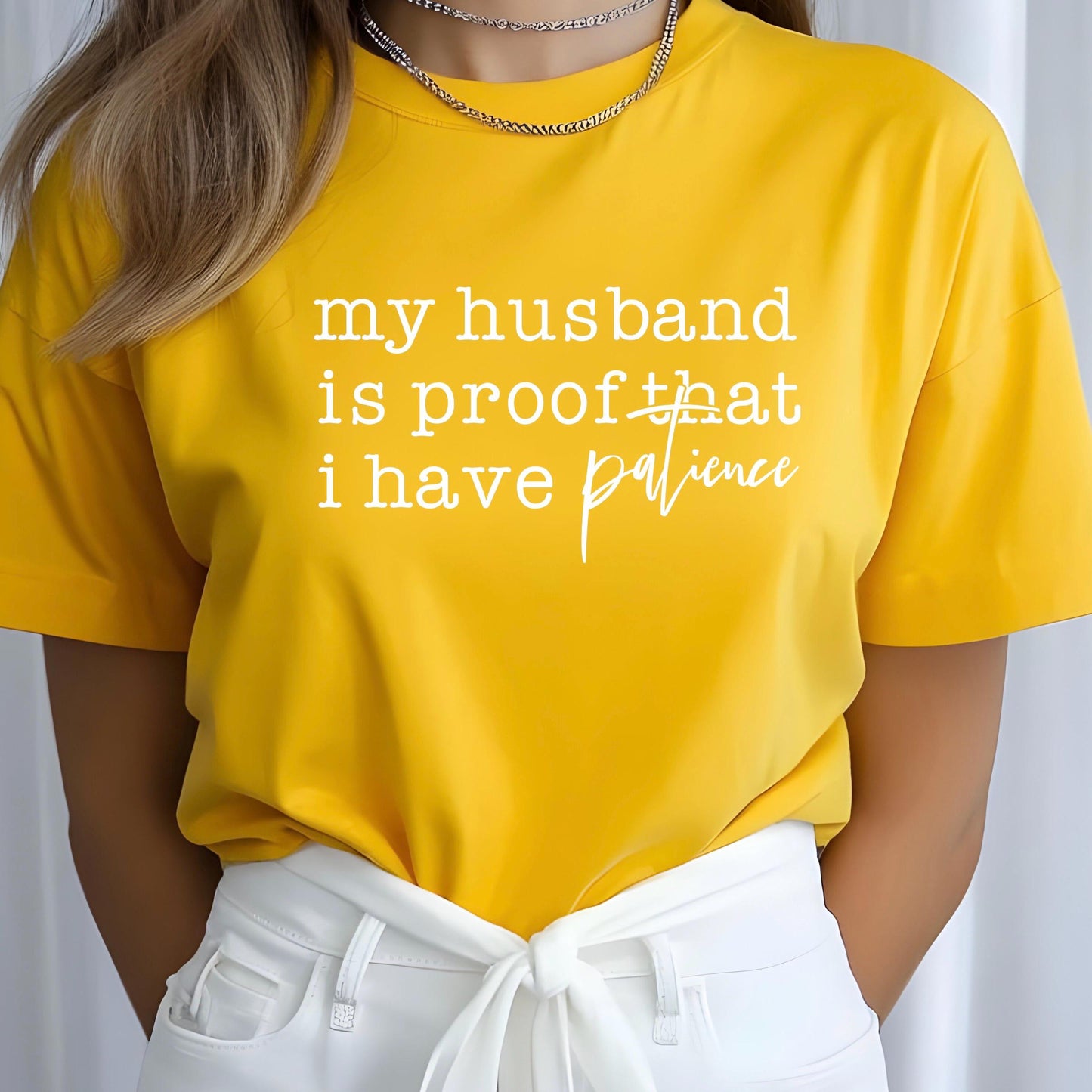 Funny Wife Shirt My Husband Is Proof I Have Patience Tee Humor Shirt Gift for Wife Mom Shirt