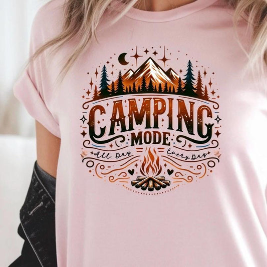 Camping Mode Shirt or Sweatshirt – Funny Camping Graphic Tee – Unisex Outdoor Lover Gift