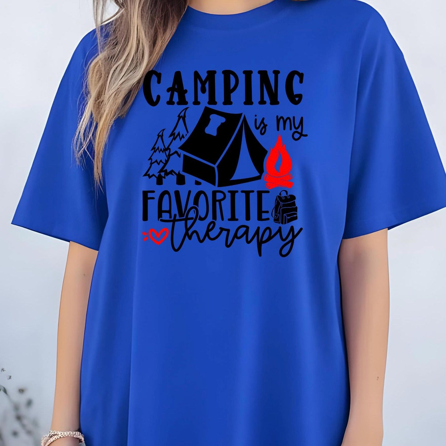 Camping Is My Favorite Therapy Shirt Sweatshirt – Gildan DTF Print – Nature Lover Tee