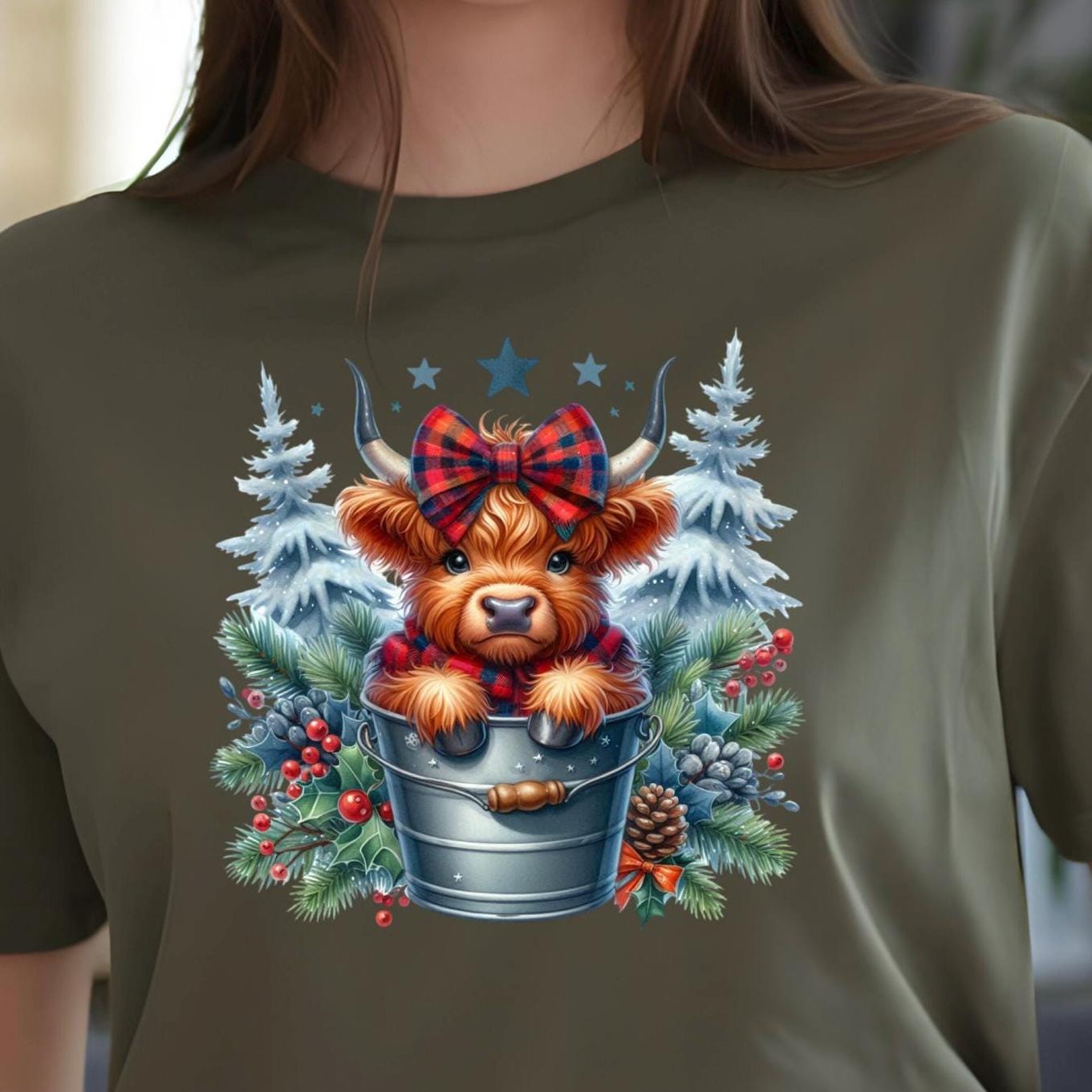 Highland Cow Christmas Sweatshirt or Shirt : Cozy Farm Animal Holiday Pullover