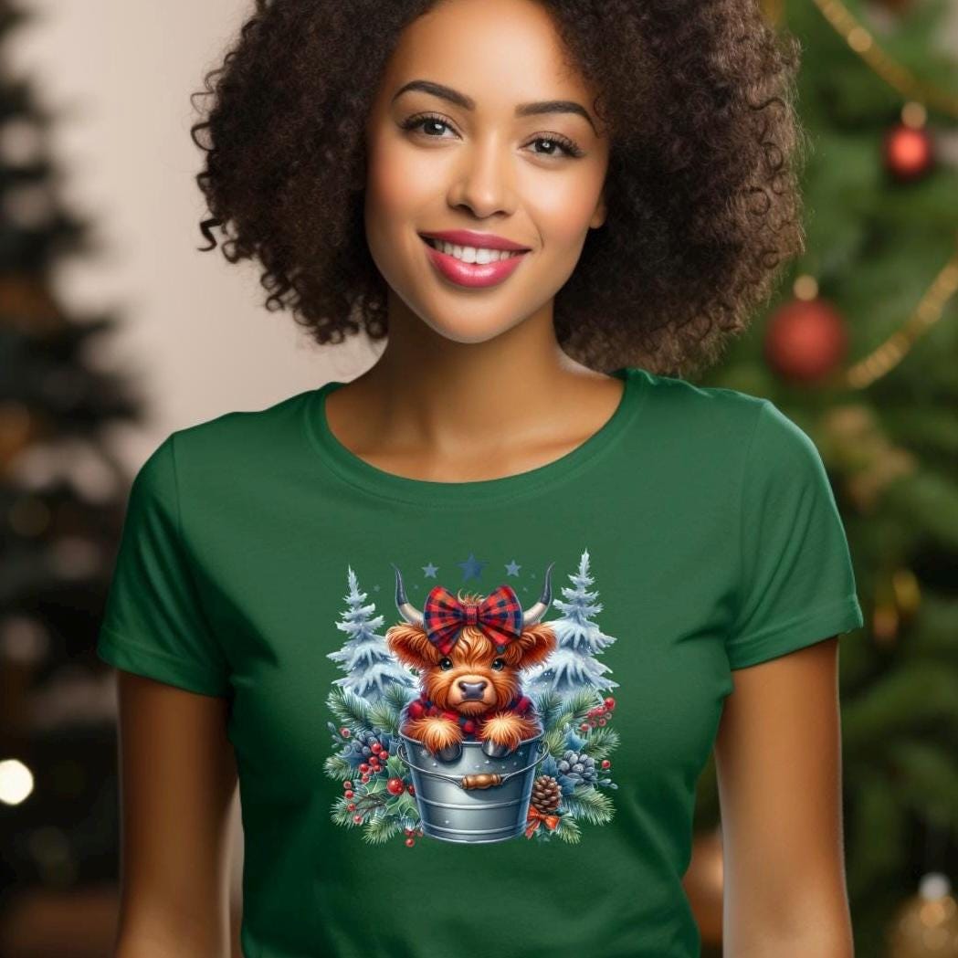 Highland Cow Christmas Sweatshirt or Shirt : Cozy Farm Animal Holiday Pullover