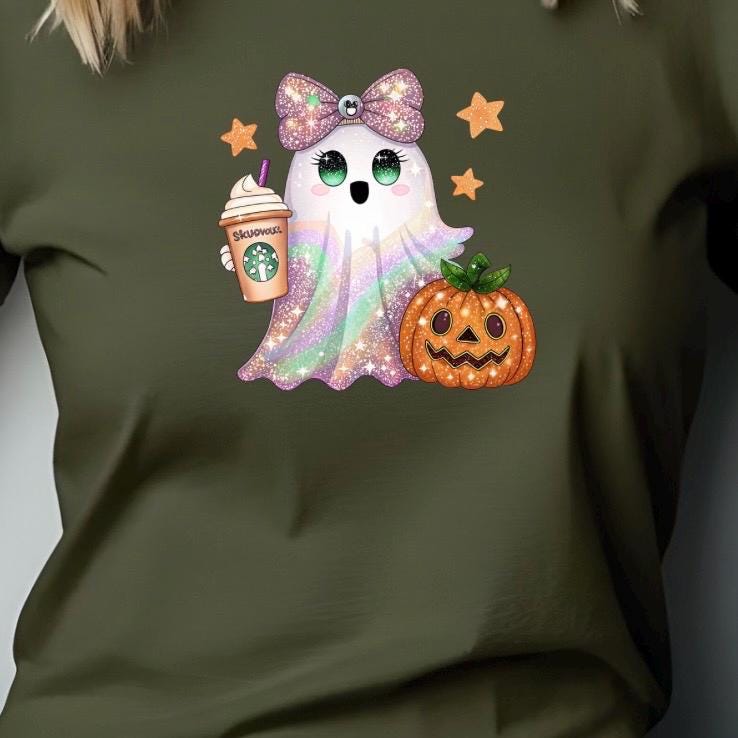 Sparkly Pastel Ghost & Pumpkin Halloween Sweatshirt or T shirt
