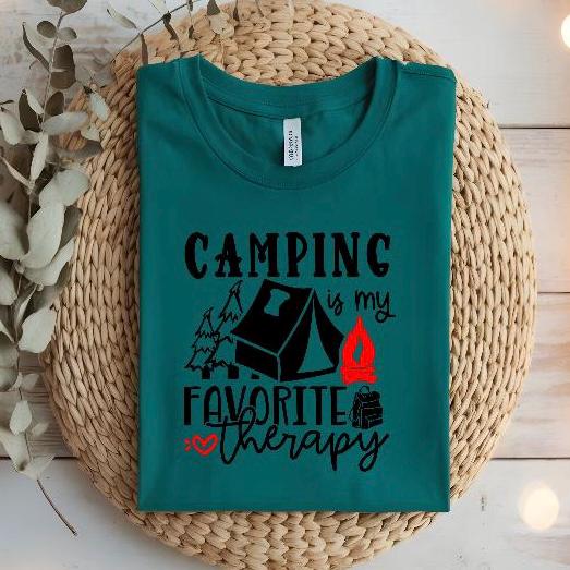 Camping Is My Favorite Therapy Shirt Sweatshirt – Gildan DTF Print – Nature Lover Tee