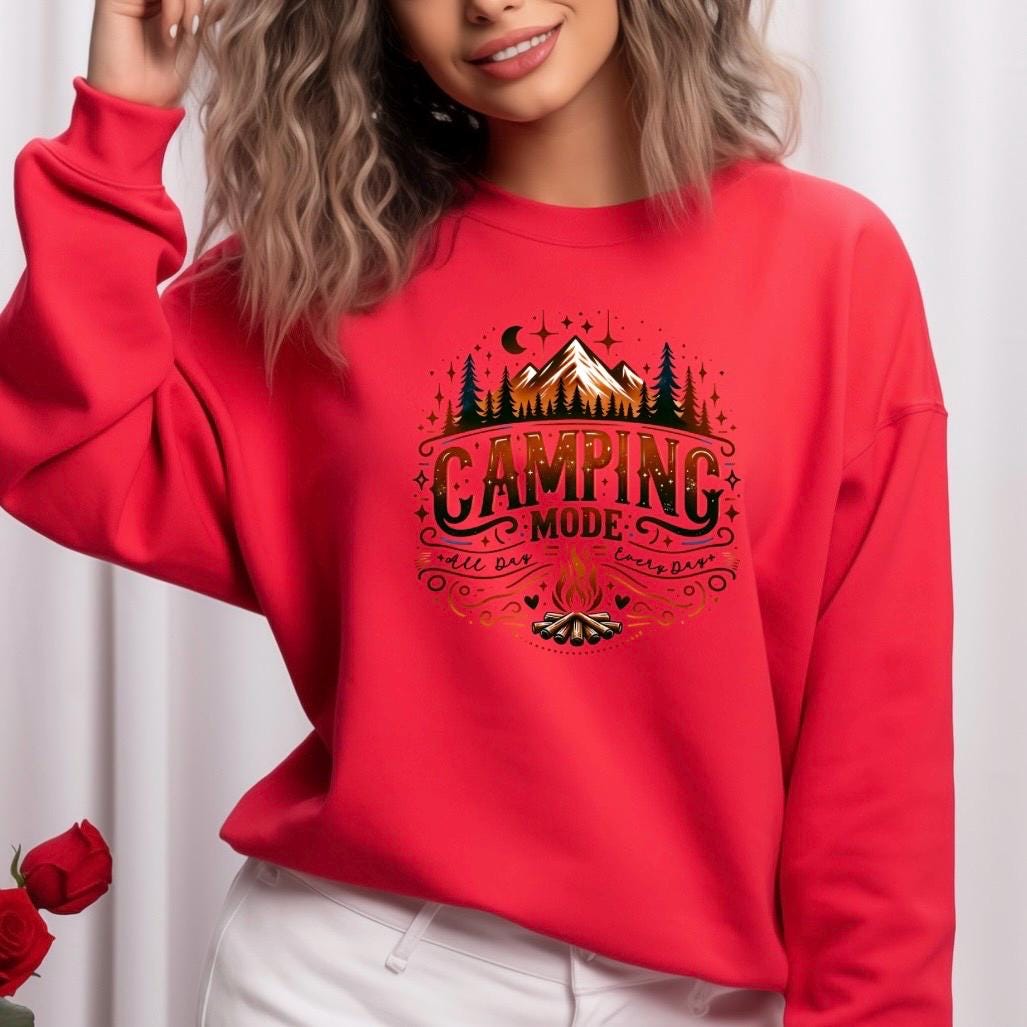 Camping Mode Shirt or Sweatshirt – Funny Camping Graphic Tee – Unisex Outdoor Lover Gift