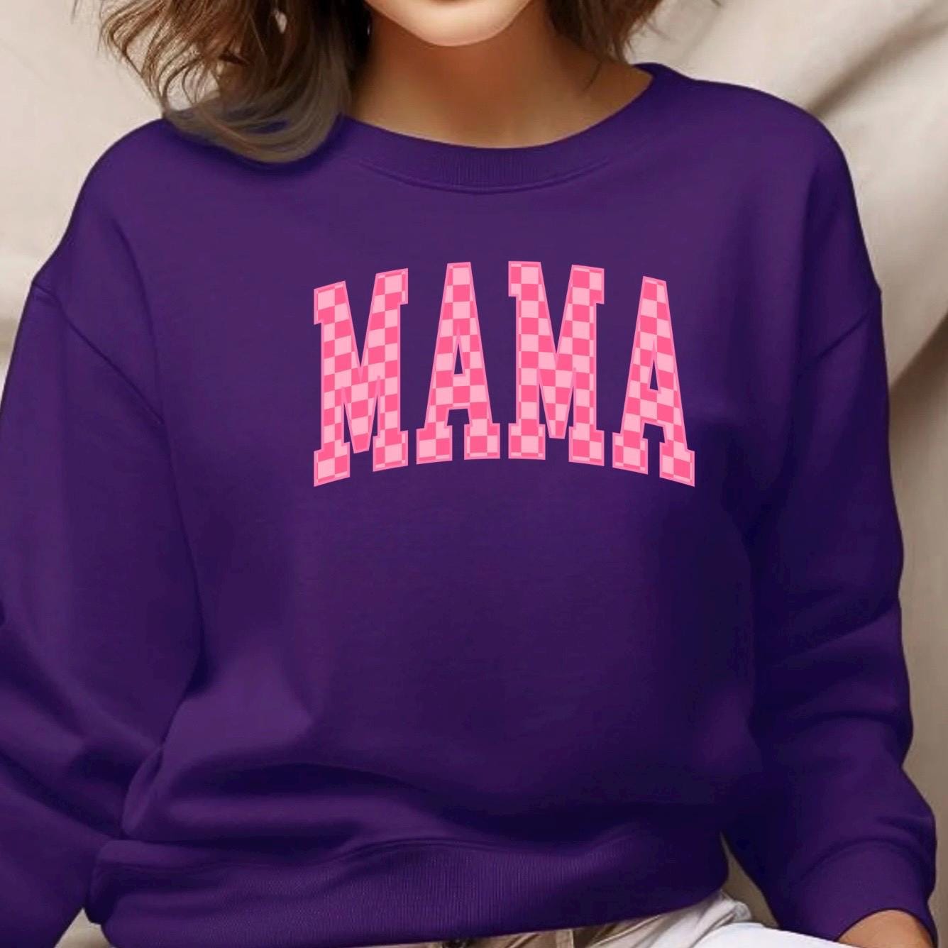 MAMA Checkered Graphic Tee or sweatshirt