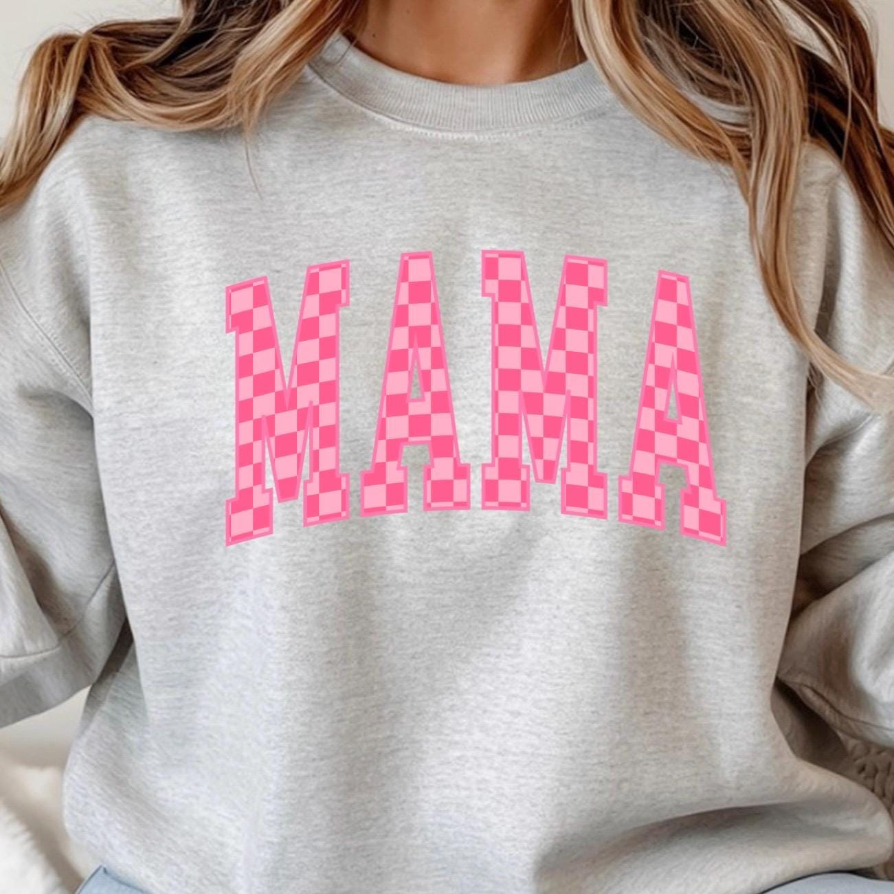 MAMA Checkered Graphic Tee or sweatshirt