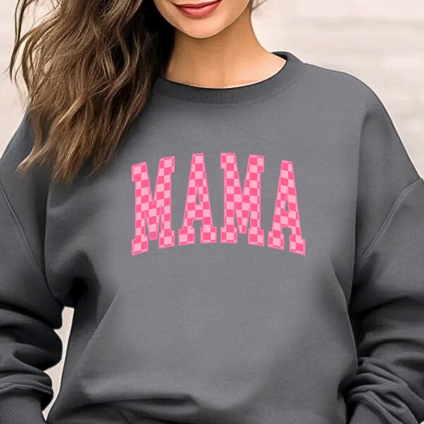 MAMA Checkered Graphic Tee or sweatshirt