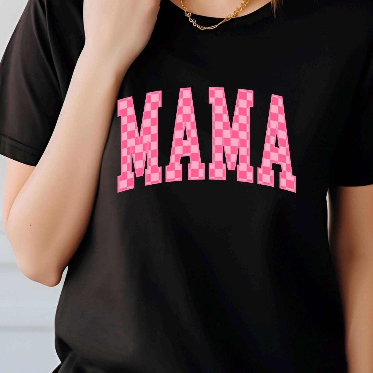MAMA Checkered Graphic Tee or sweatshirt