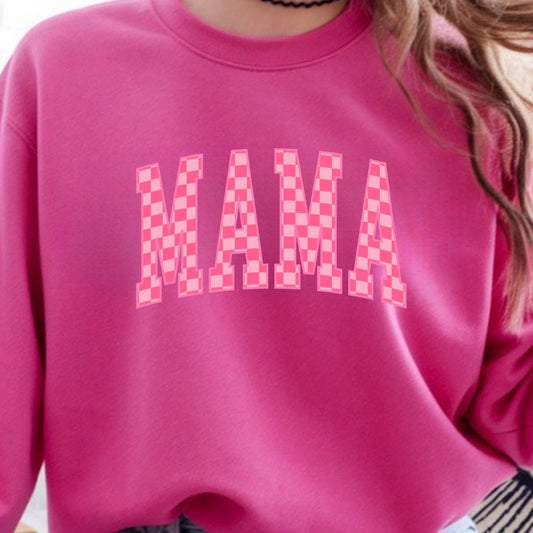 MAMA Checkered Graphic Tee or sweatshirt