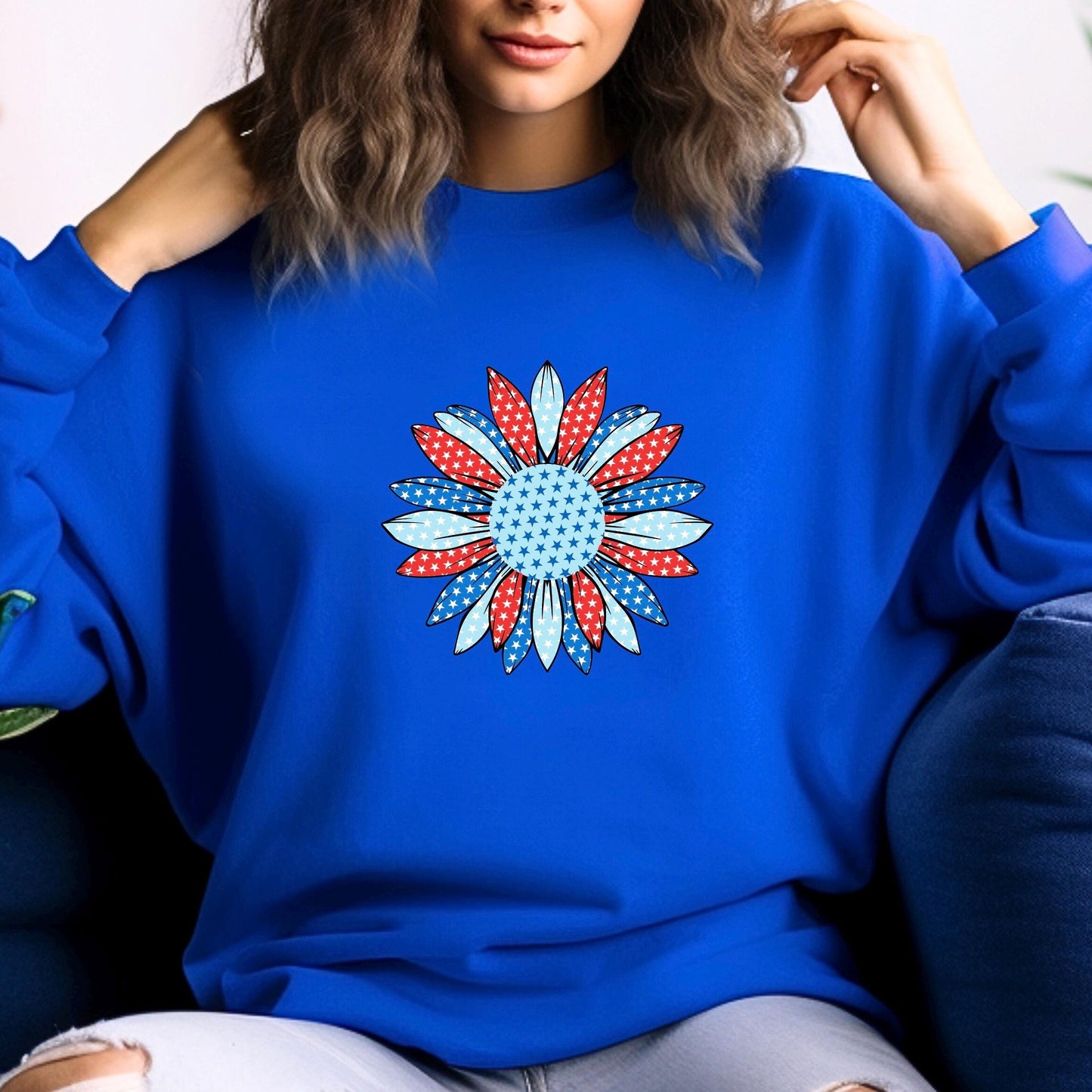 Patriotic Retro Polka Dot Flower Sweatshirt or t shirt