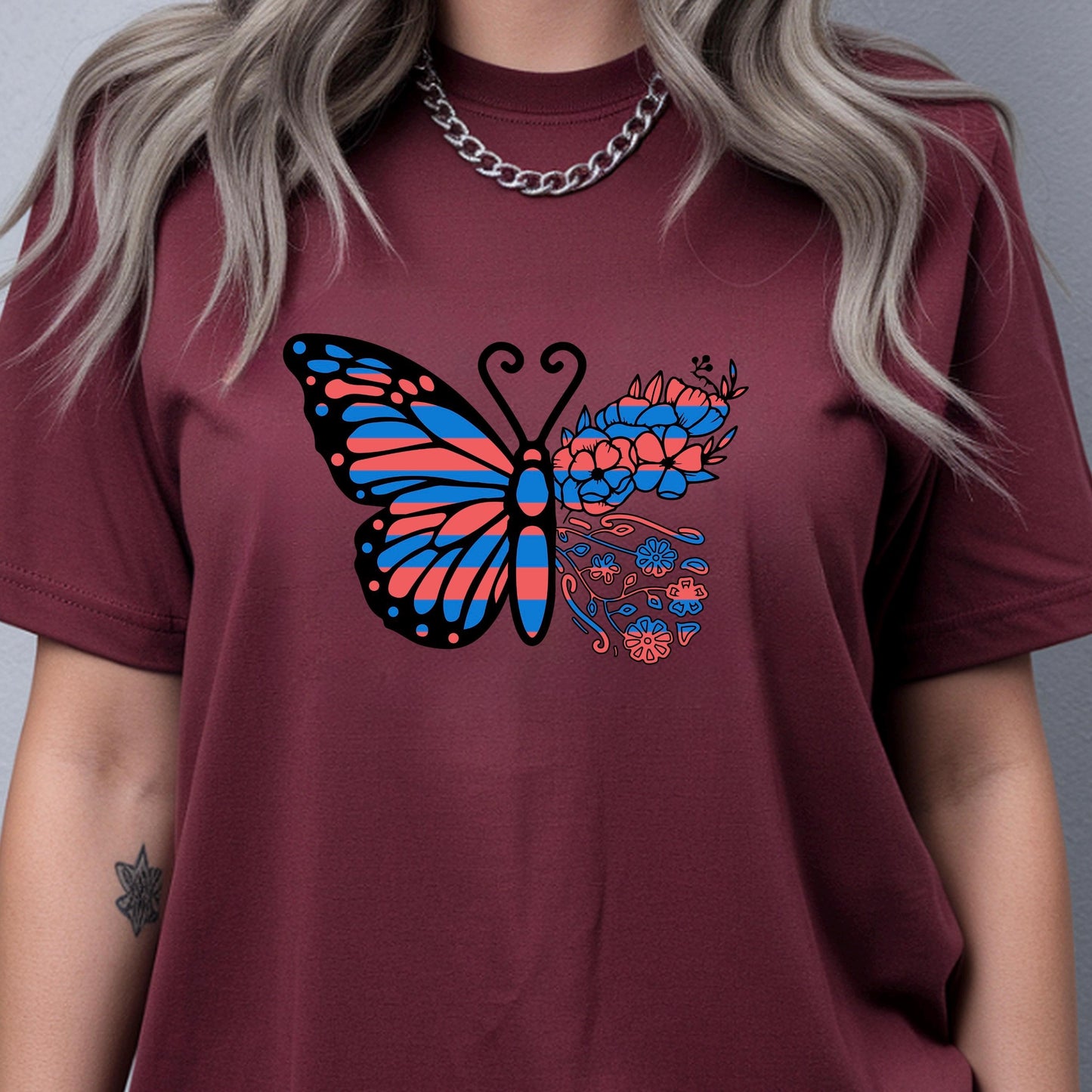 Floral Butterfly Graphic Tee - Aesthetic Boho Cottagecore T-Shirt