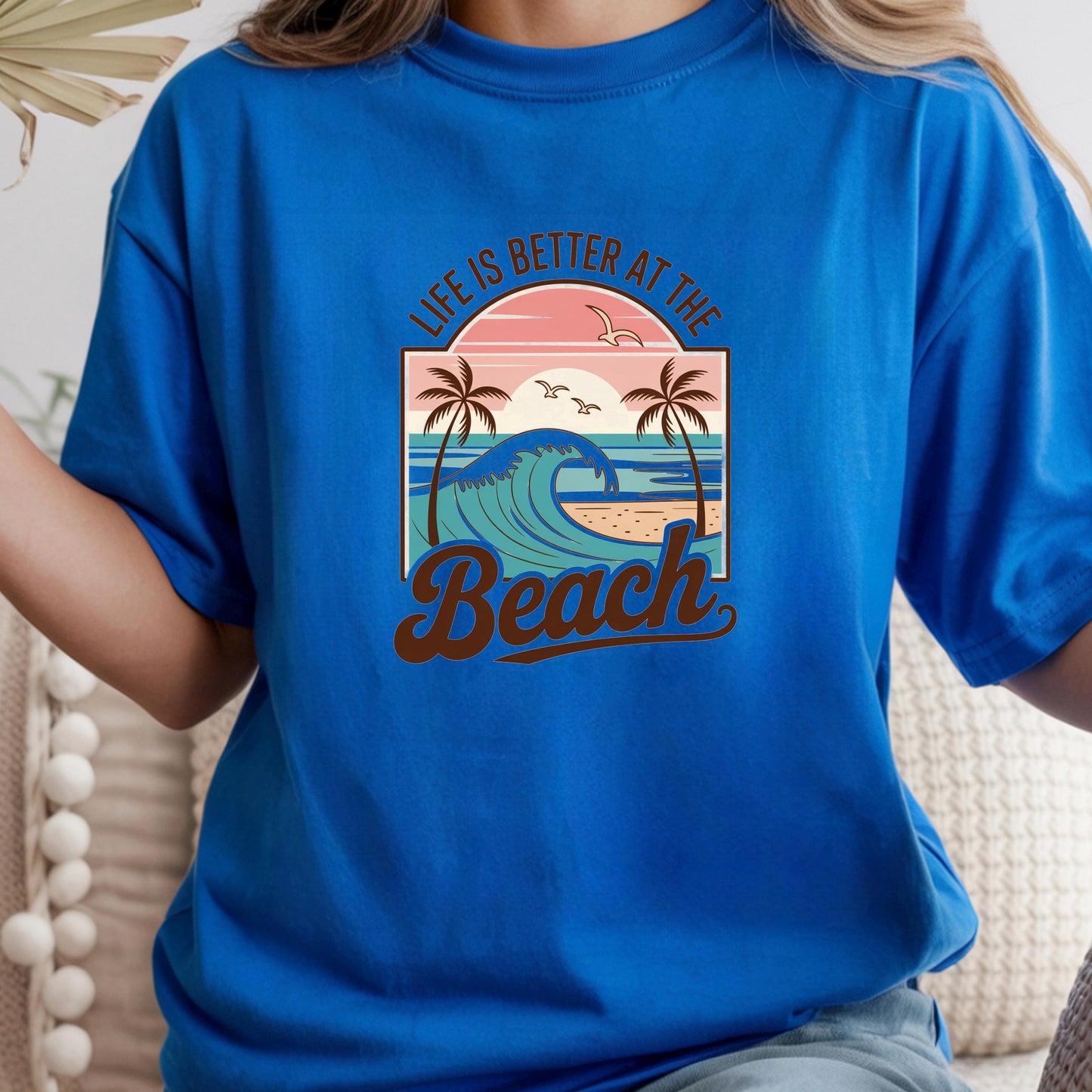 Retro Beach Sunset T-Shirt or sweatshirt • Palm Tree Ocean Wave Graphic Tee (DTF Print)