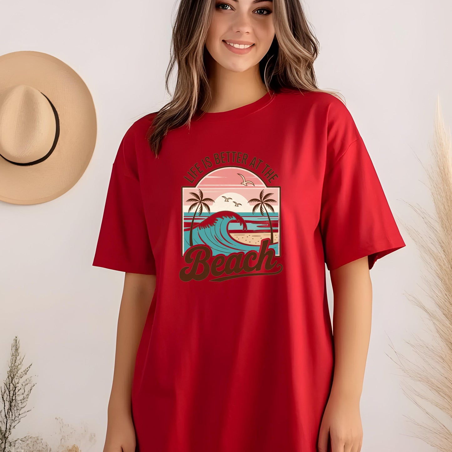 Retro Beach Sunset T-Shirt or sweatshirt • Palm Tree Ocean Wave Graphic Tee (DTF Print)