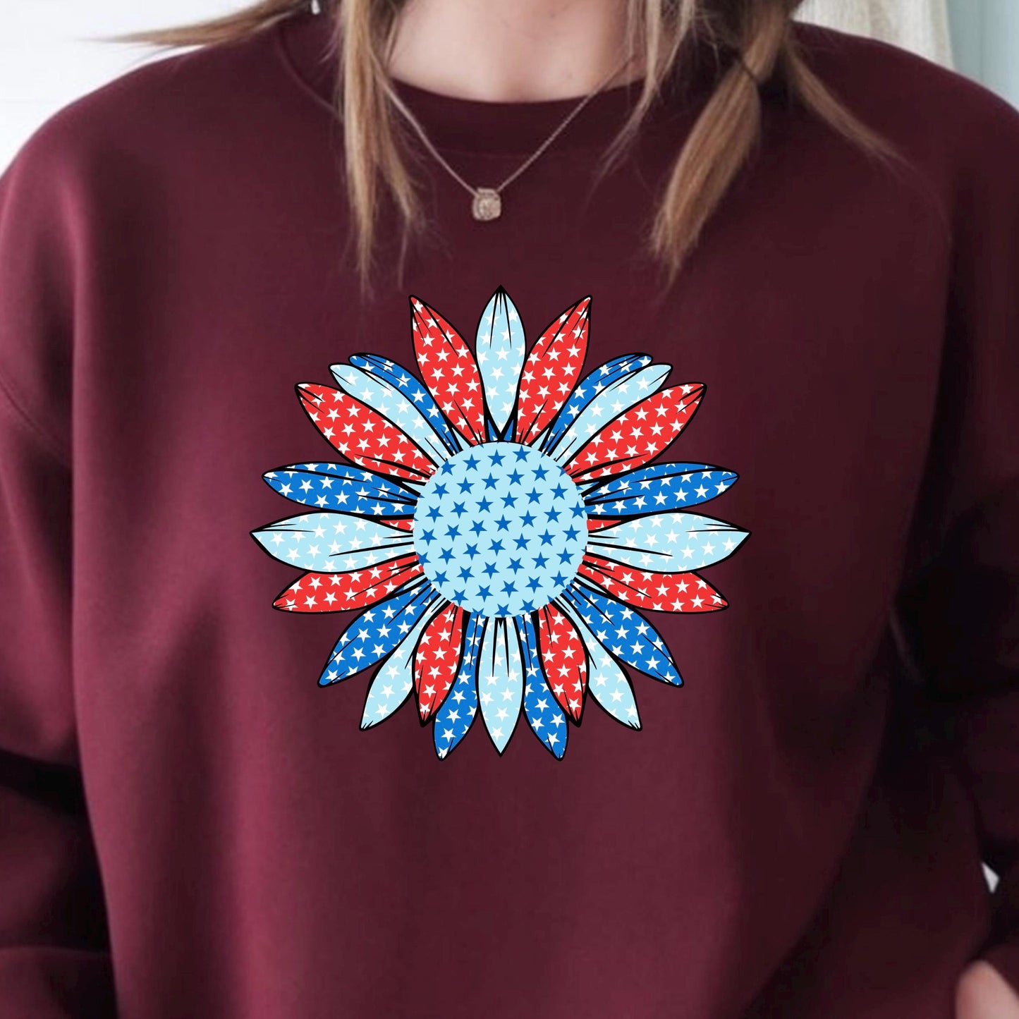 Patriotic Retro Polka Dot Flower Sweatshirt or t shirt