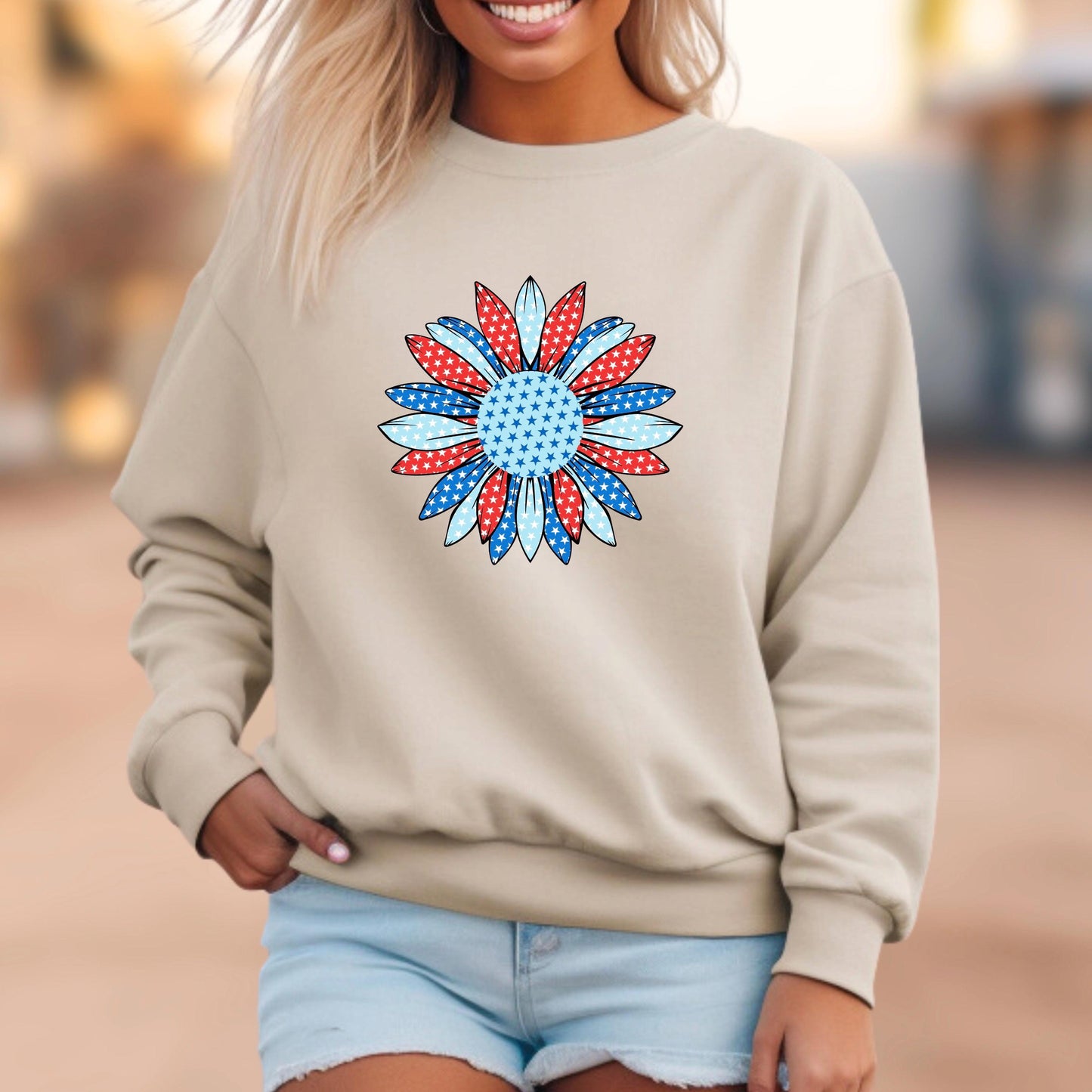 Patriotic Retro Polka Dot Flower Sweatshirt or t shirt