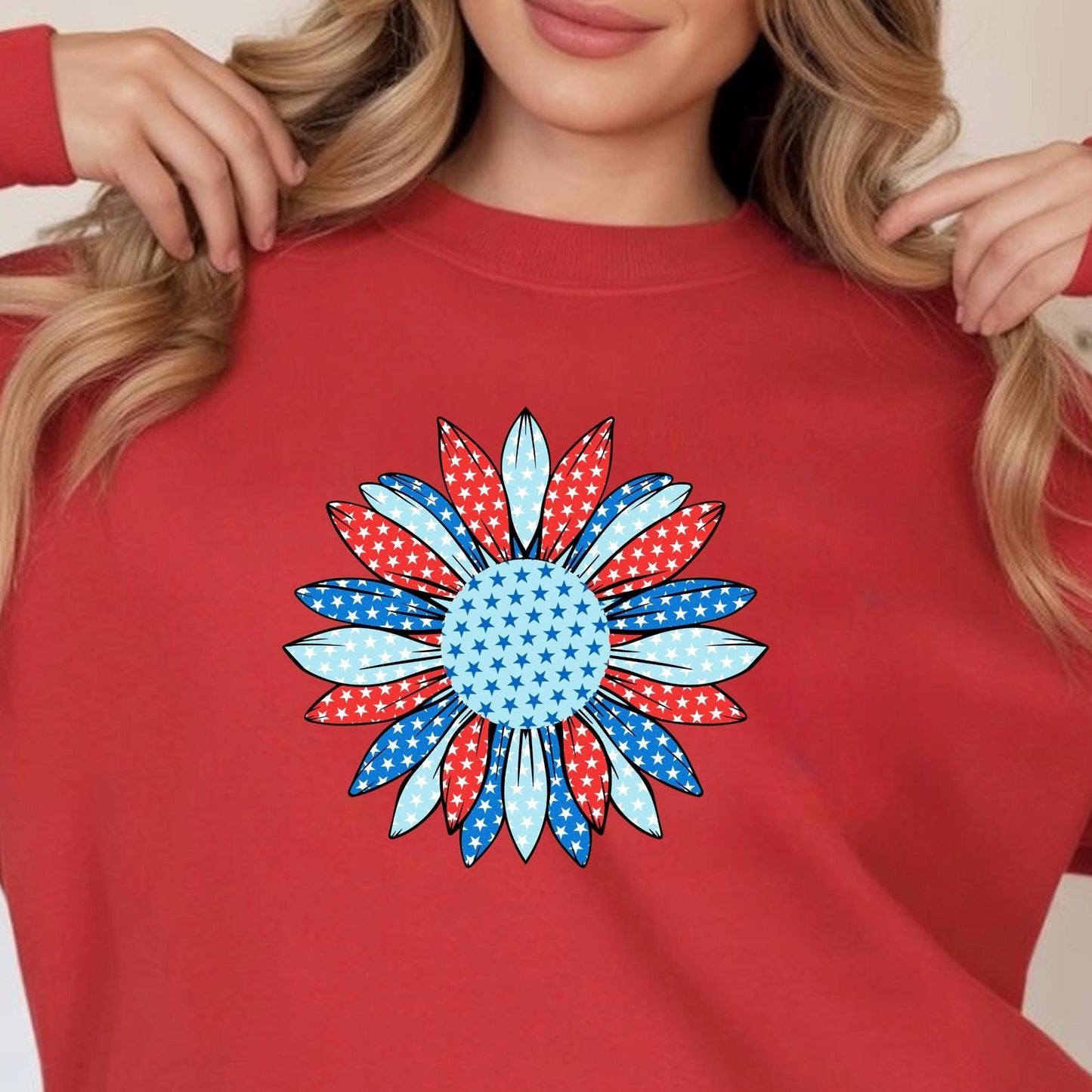Patriotic Retro Polka Dot Flower Sweatshirt or t shirt