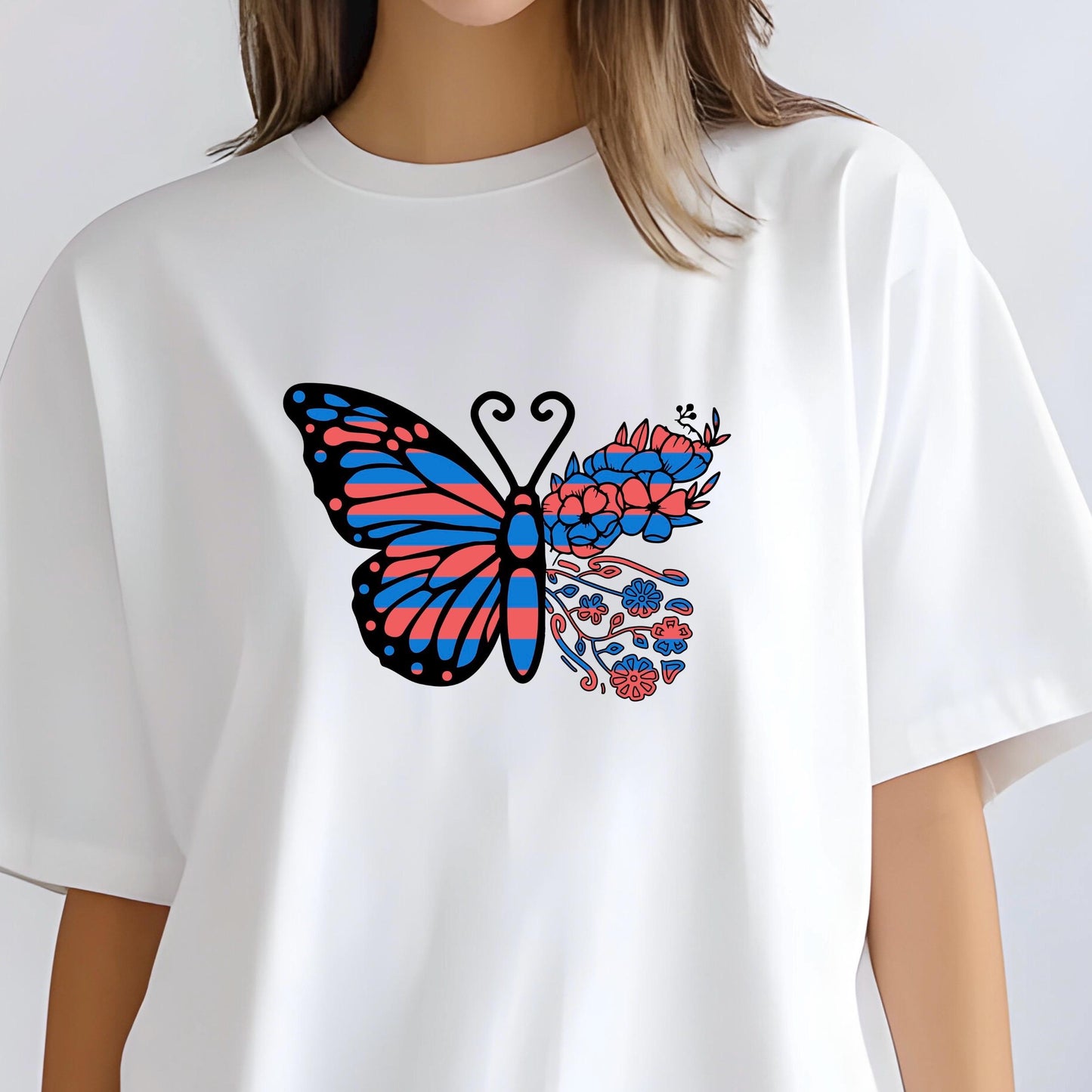 Floral Butterfly Graphic Tee - Aesthetic Boho Cottagecore T-Shirt