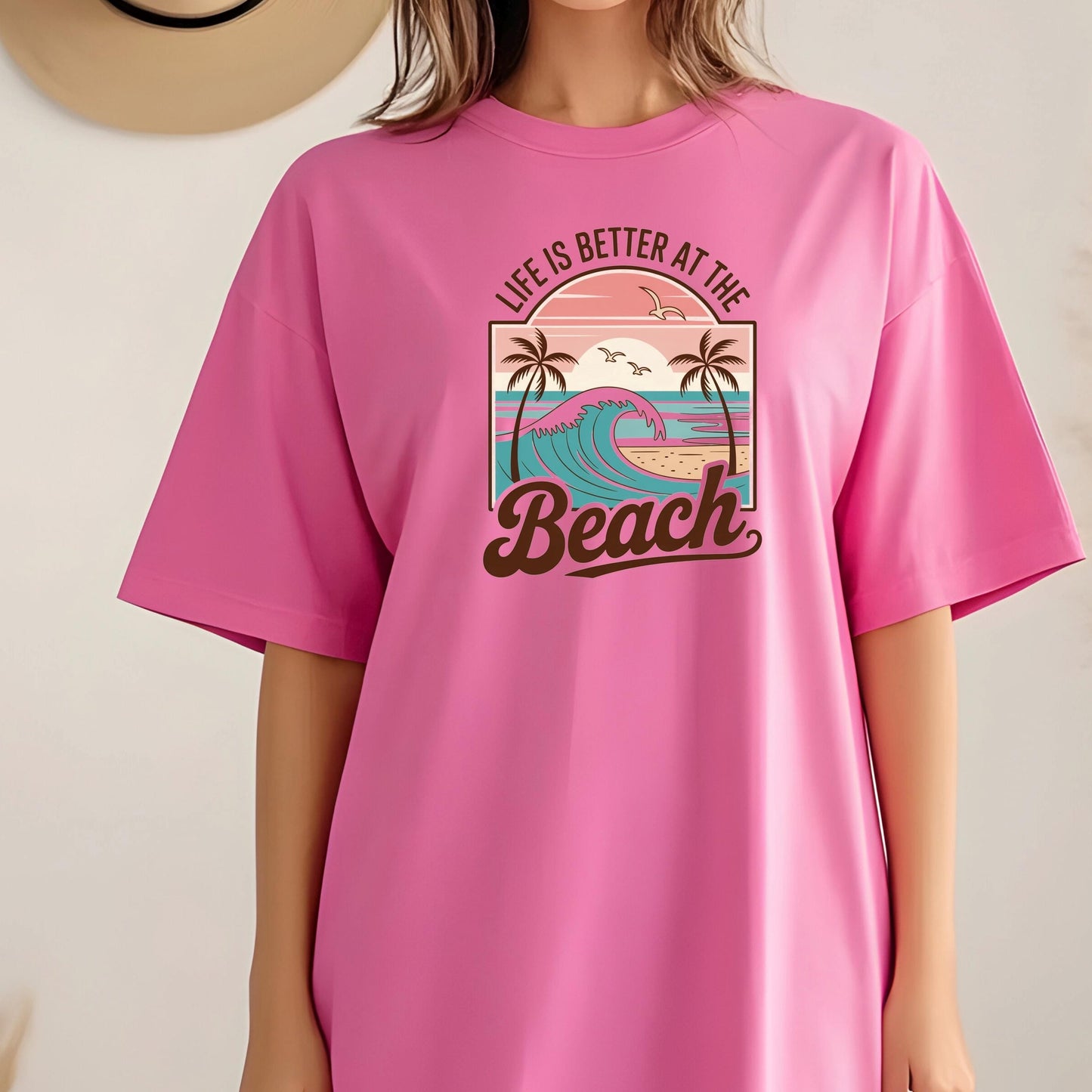 Retro Beach Sunset T-Shirt or sweatshirt • Palm Tree Ocean Wave Graphic Tee (DTF Print)