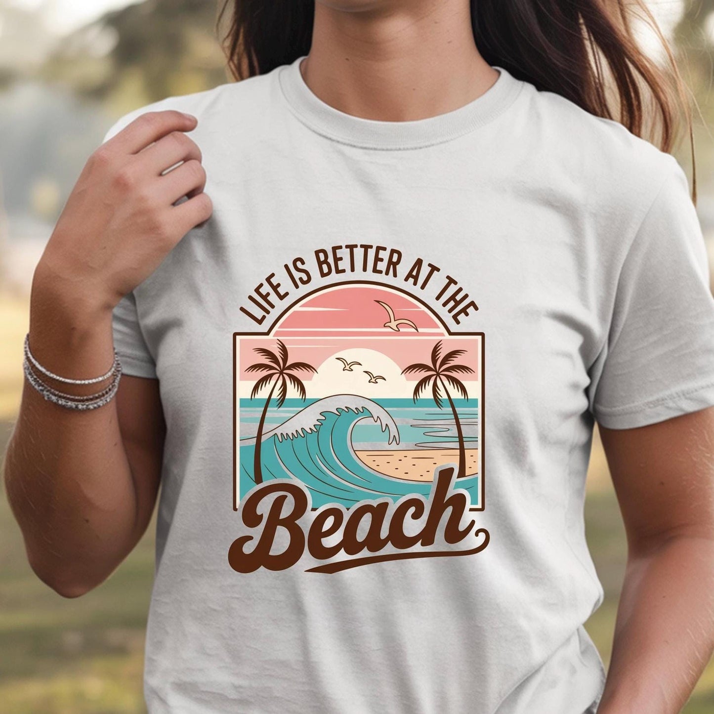Retro Beach Sunset T-Shirt or sweatshirt • Palm Tree Ocean Wave Graphic Tee (DTF Print)