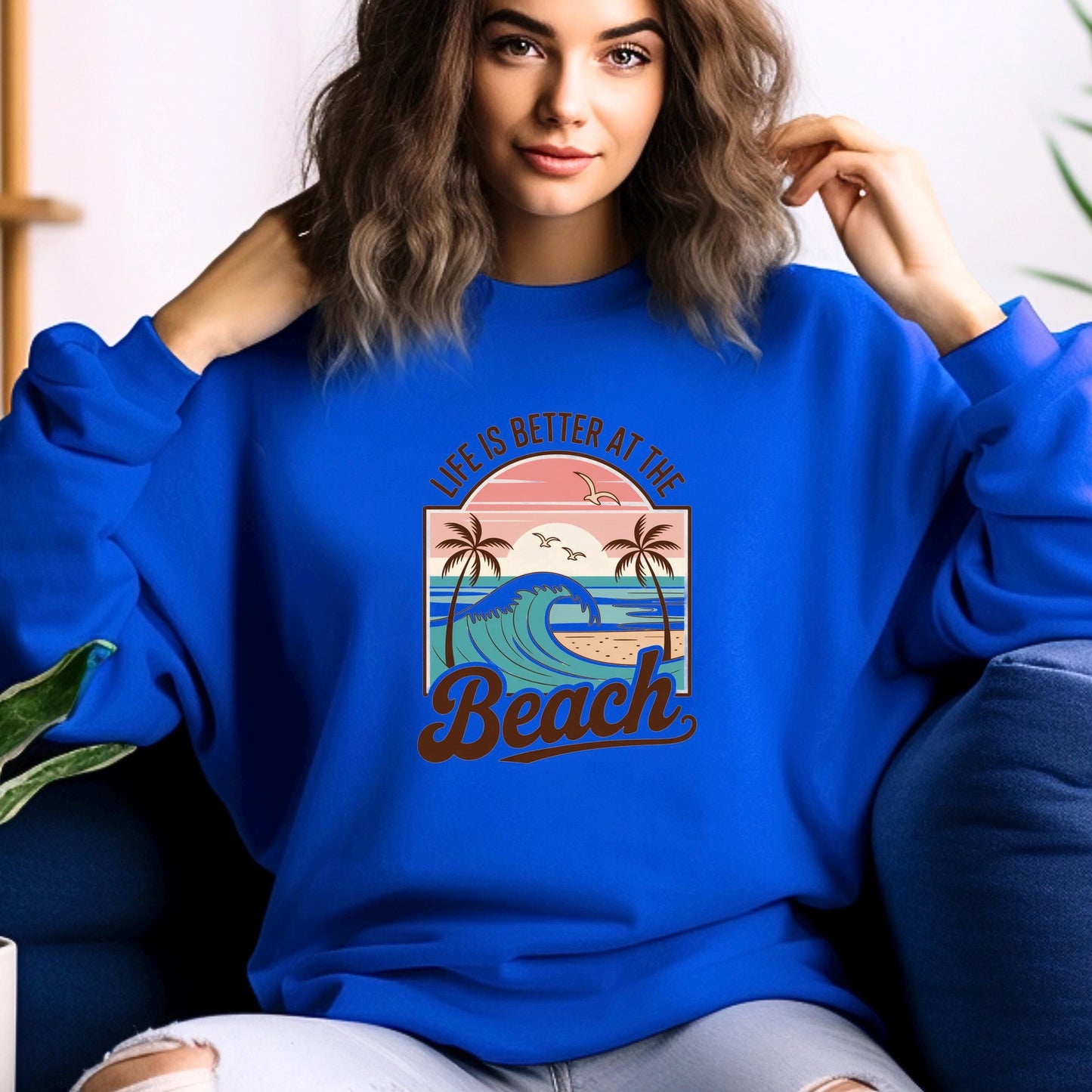 Retro Beach Sunset T-Shirt or sweatshirt • Palm Tree Ocean Wave Graphic Tee (DTF Print)